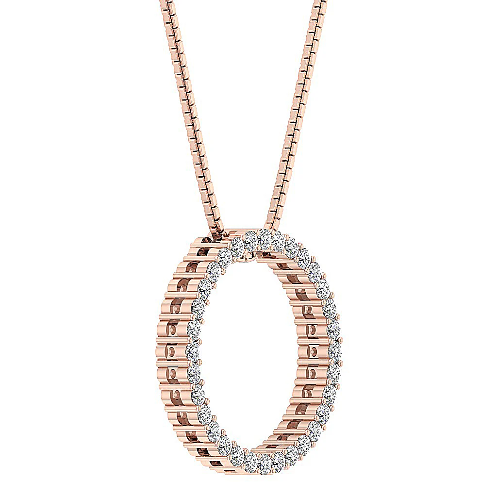 The Asher Infinite Natural Diamond Circle Pendant Prong Set 14K Solid Yellow Gold - Image 9