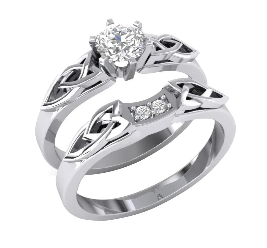 The Asher Elegant Genuine Diamond Bridal Engagement Ring Sets Gold Prong Set For Women