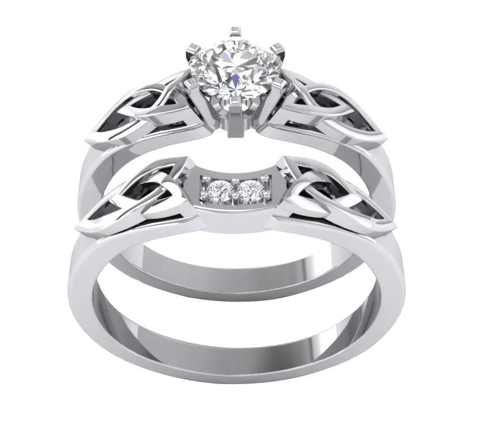 The Asher Elegant Genuine Diamond Bridal Engagement Ring Sets Gold Prong Set For Women - Image 4