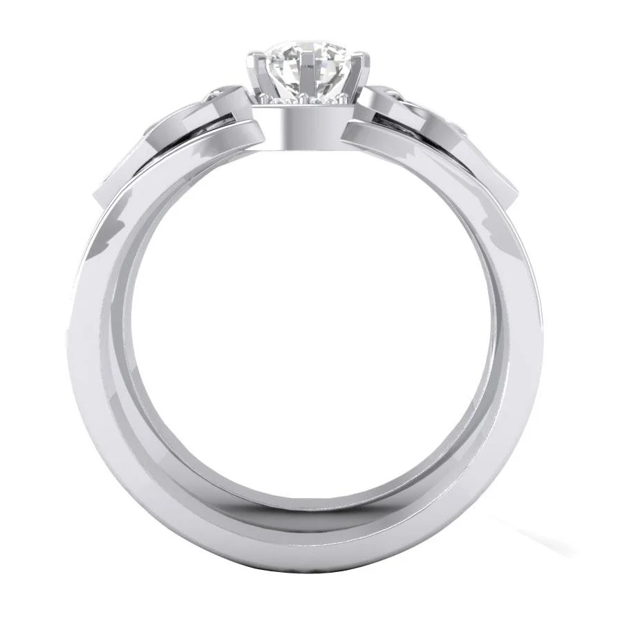 The Asher Elegant Genuine Diamond Bridal Engagement Ring Sets Gold Prong Set For Women - Image 5