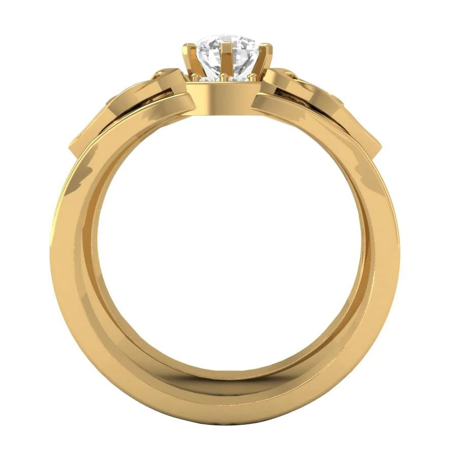 The Asher Elegant Genuine Diamond Bridal Engagement Ring Sets Gold Prong Set For Women - Image 6
