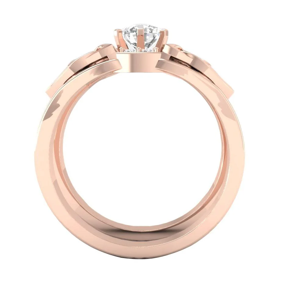 The Asher Elegant Genuine Diamond Bridal Engagement Ring Sets Gold Prong Set For Women - Image 7