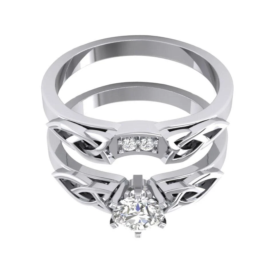 The Asher Elegant Genuine Diamond Bridal Engagement Ring Sets Gold Prong Set For Women - Image 8