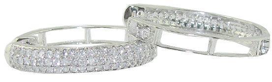 The Ashton Natural Round Cut Diamond 14K White Gold Hoop Earring Pave Set - Image 5