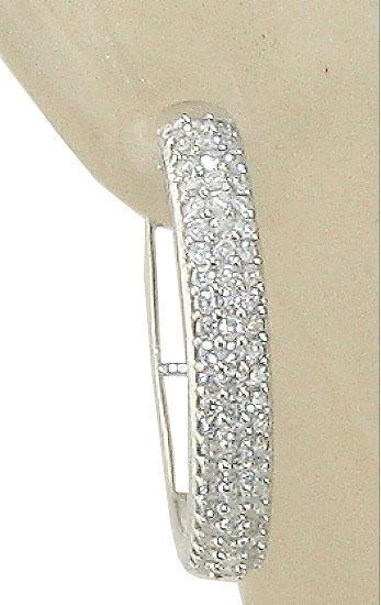 The Ashton Natural Round Cut Diamond 14K White Gold Hoop Earring Pave Set - Image 7
