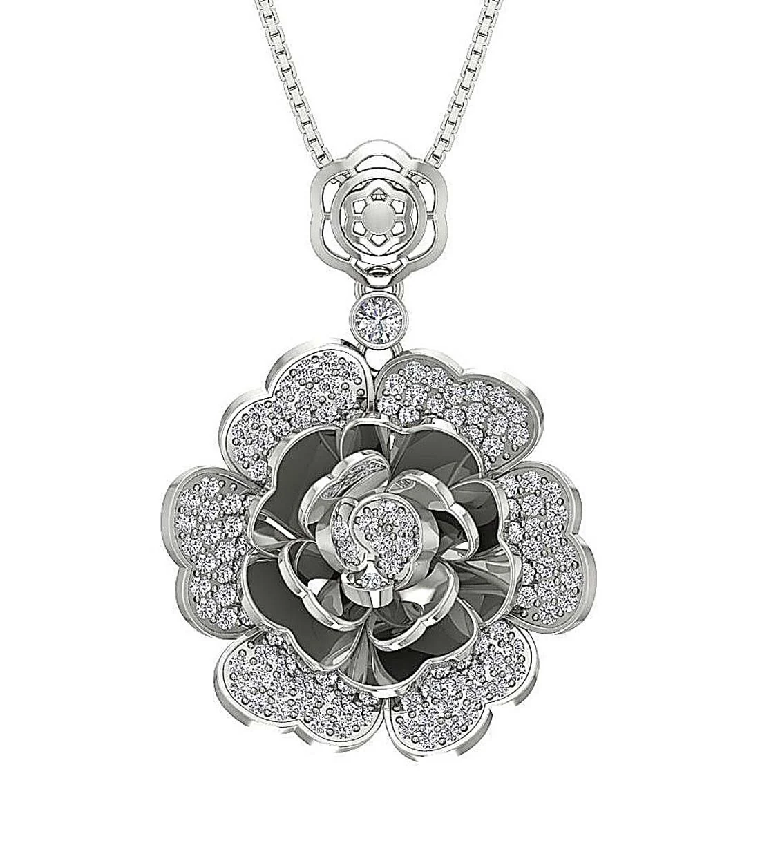 The Ashton Natural Round Diamond Gold Designer Flower Fashion Pendant For Women - Image 2