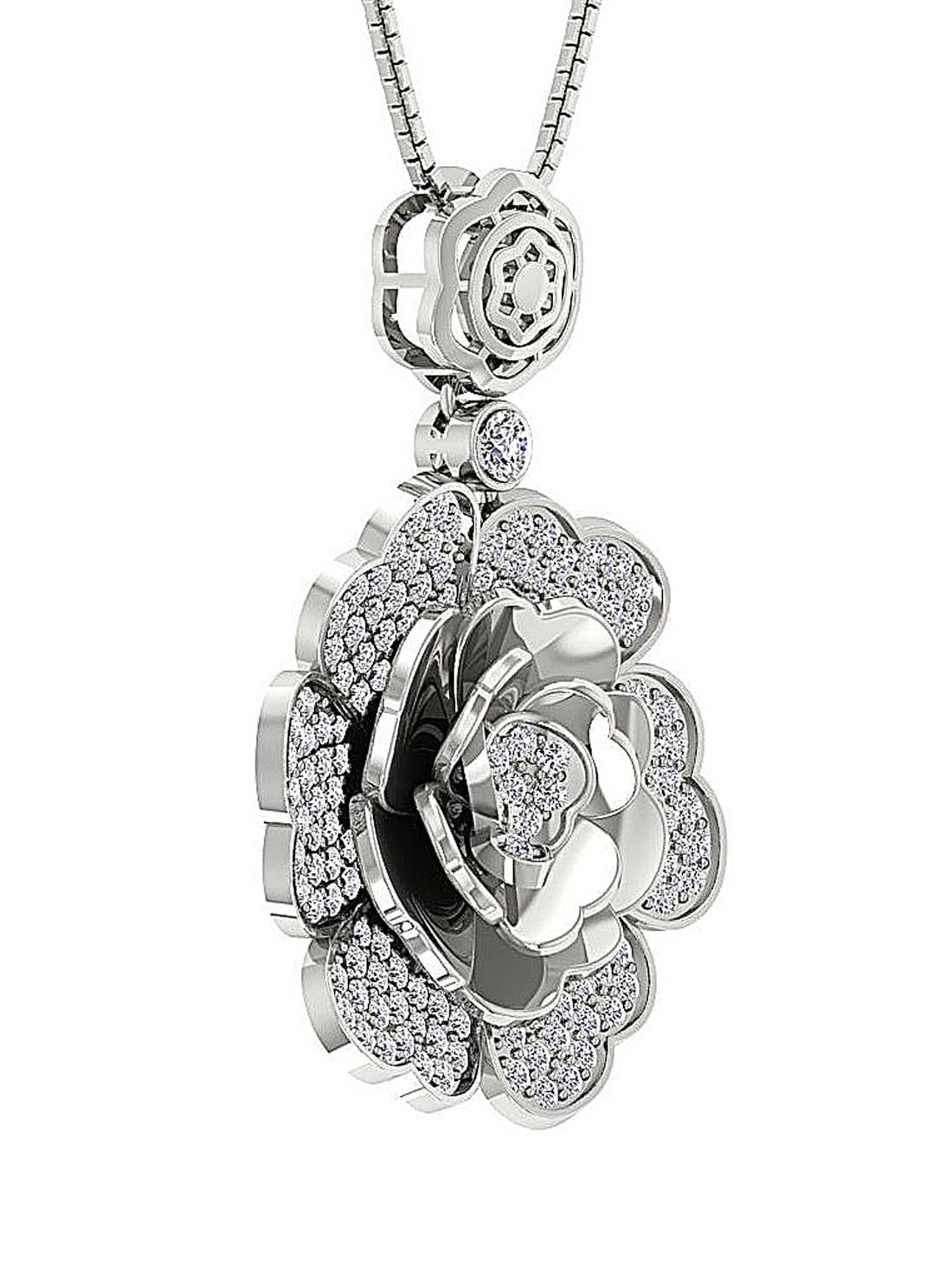 The Ashton Natural Round Diamond Gold Designer Flower Fashion Pendant For Women - Image 4