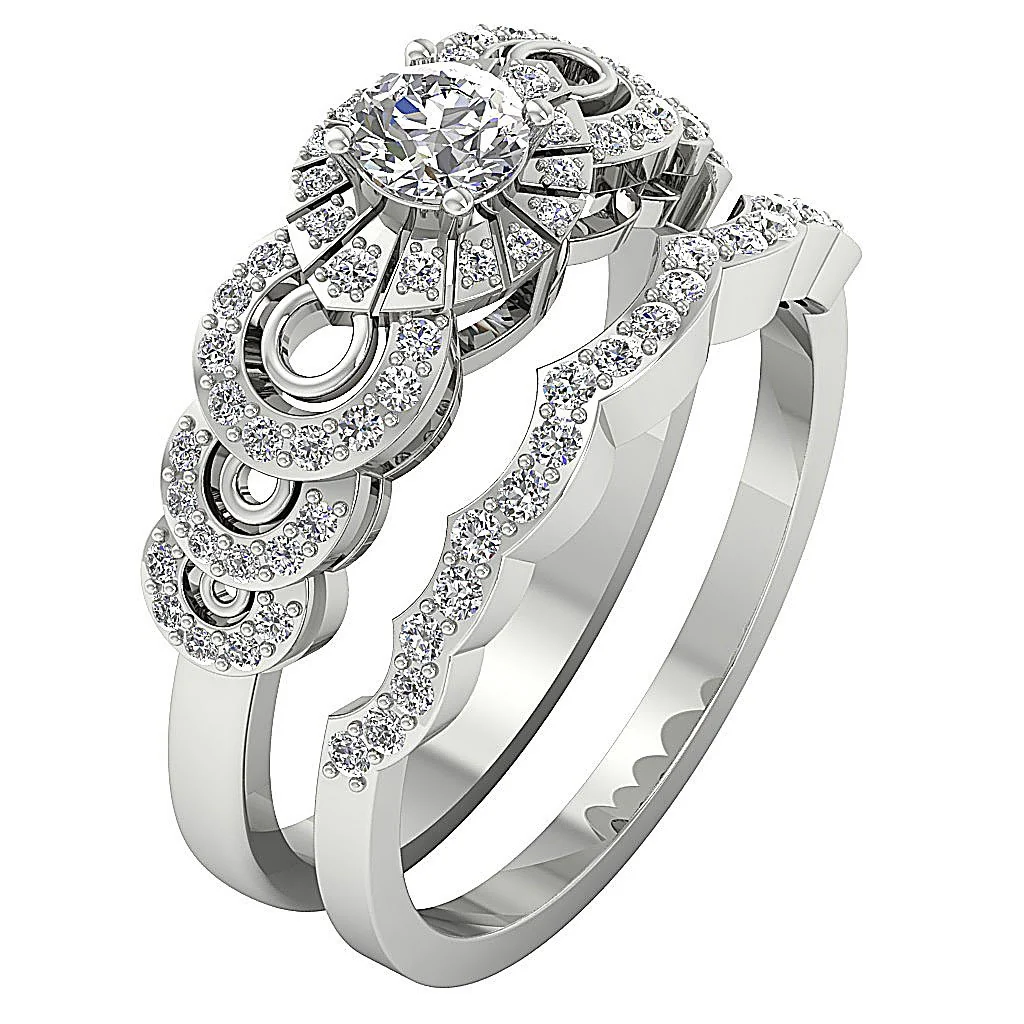 The Ashton Fancy Bridal Engagement Ring Sets For Her Natural Diamond 14k Solid Gold Appraisal