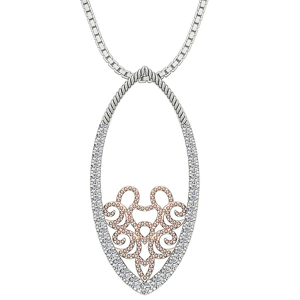 The Atlas 14k Solid Gold Natural Diamond Fashion Pendant Necklace Prong Set - Image 2