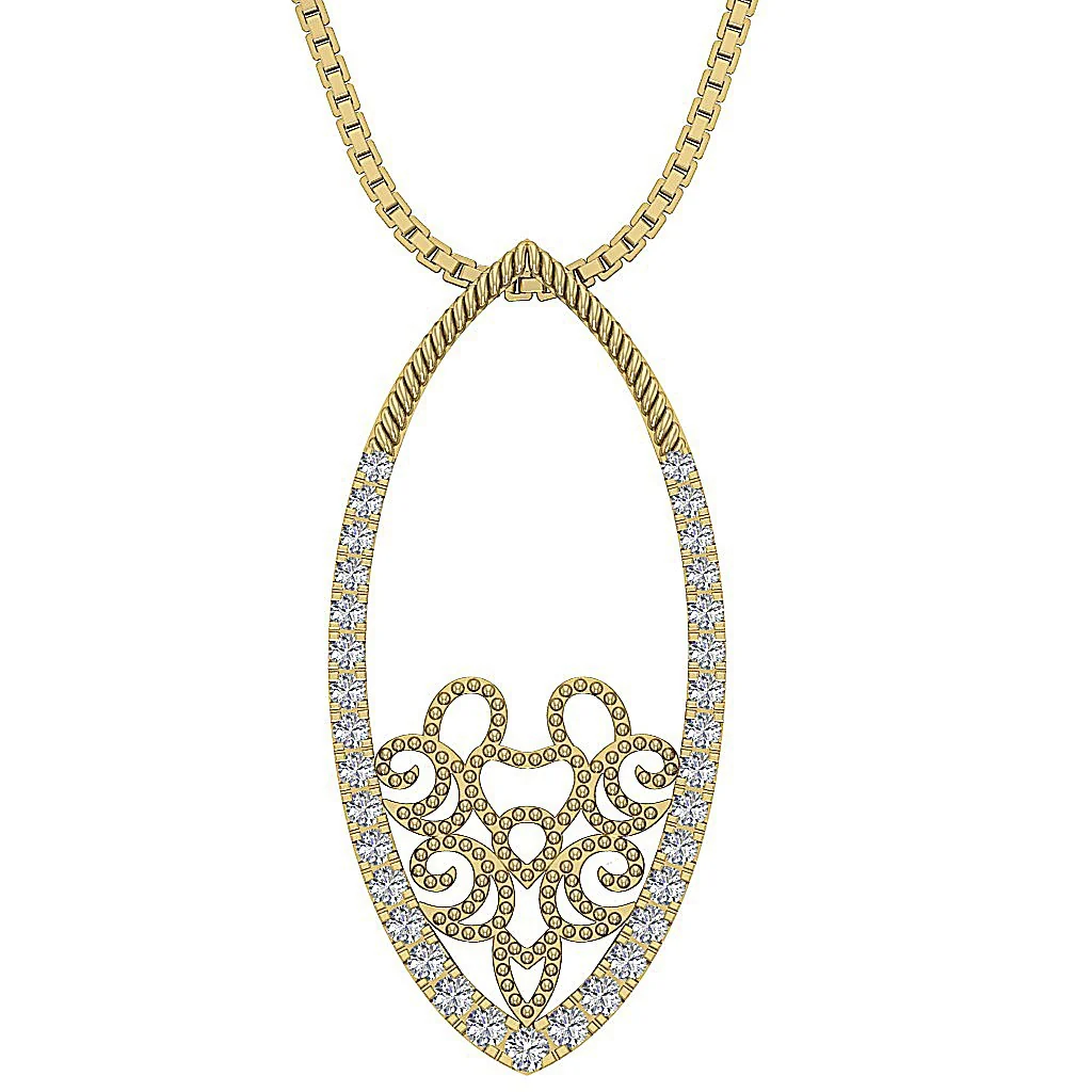 The Atlas 14k Solid Gold Natural Diamond Fashion Pendant Necklace Prong Set - Image 3