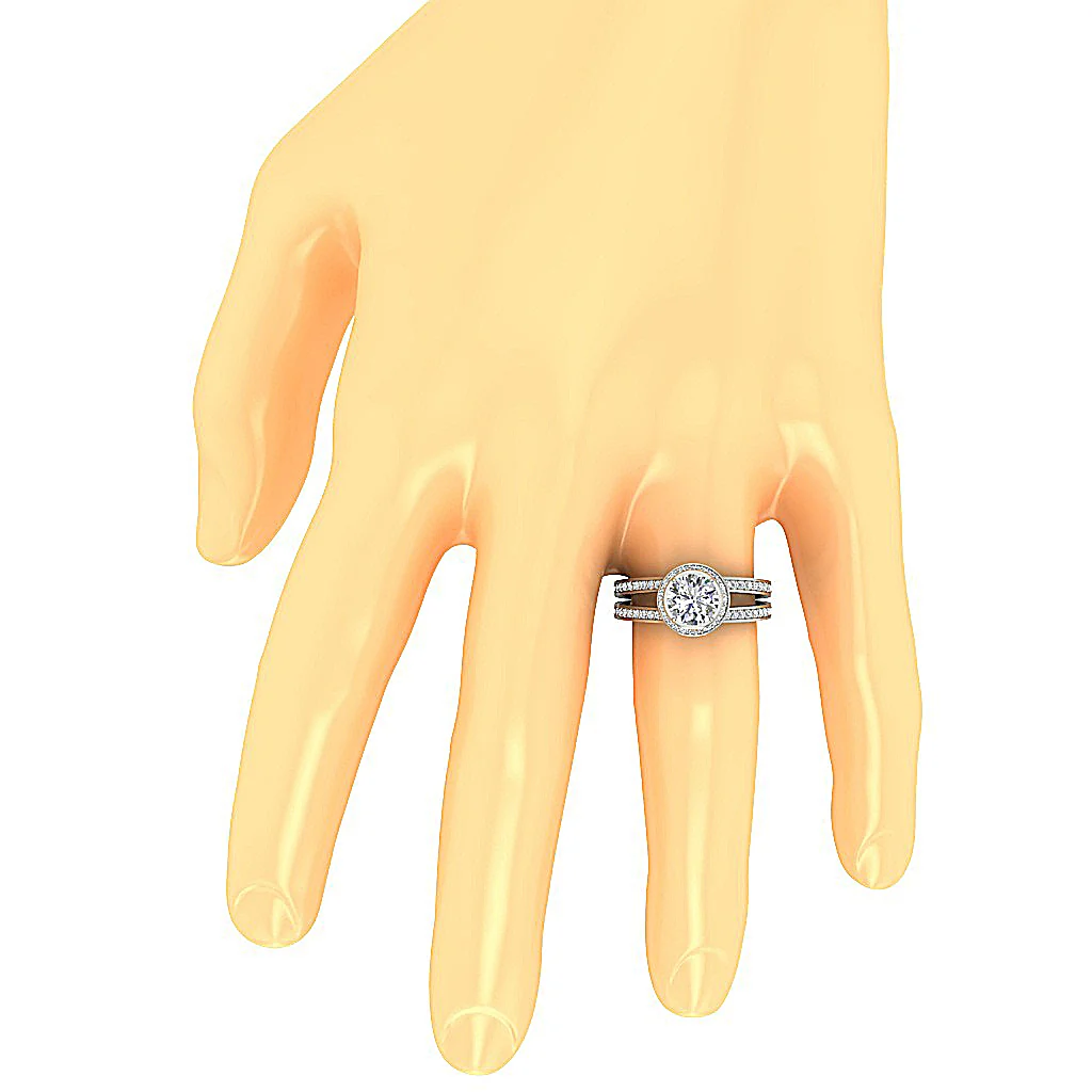 The Atreus 1.35 Carat Center Round Diamond Gold Halo 2.35Ct Solitaire Engagement Ring For Women - Image 7