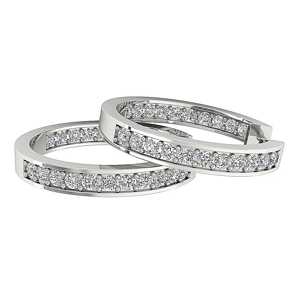 The August Prong Set Natural Diamond Hoops Earring White Yellow Rose Gold - Image 10