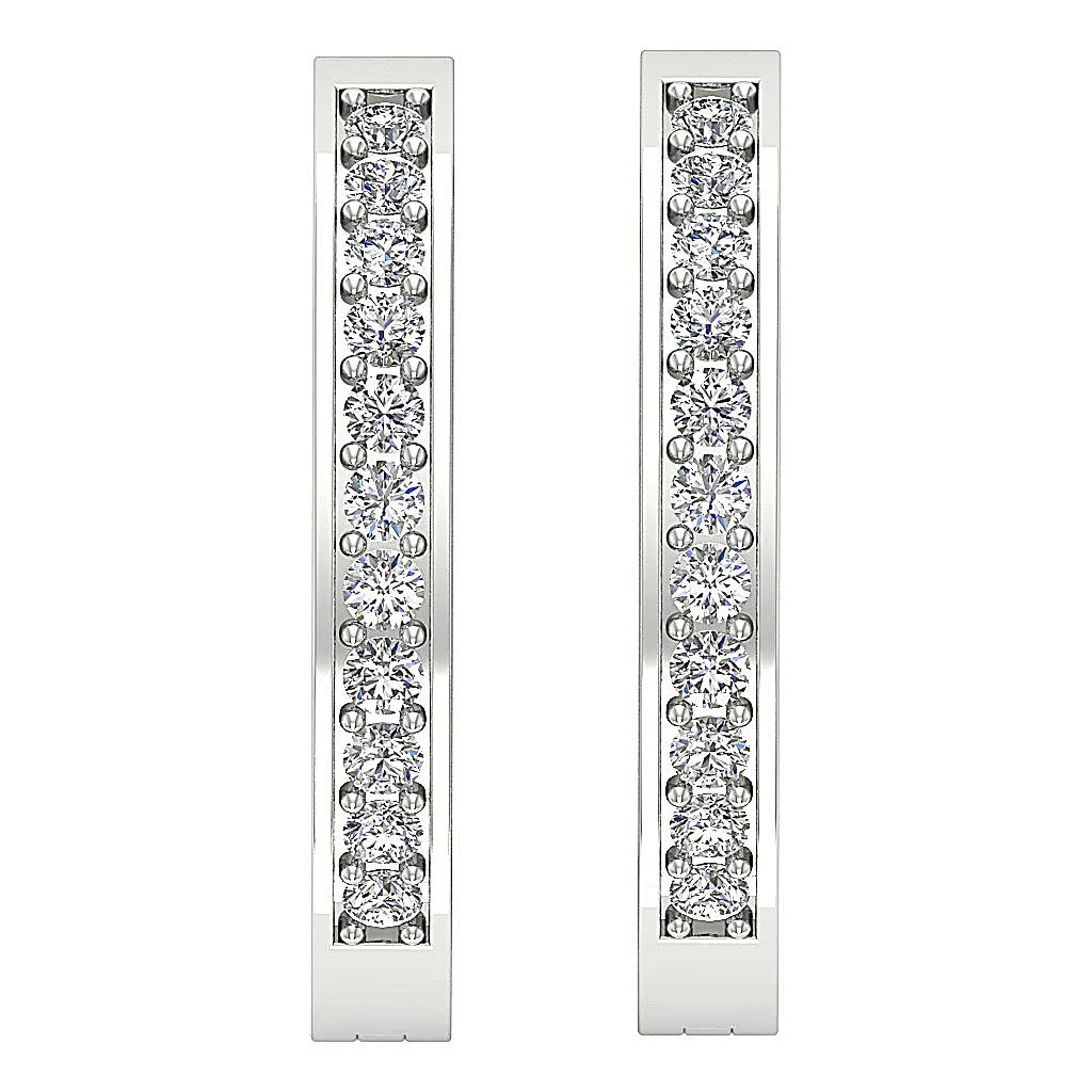 The August Prong Set Natural Diamond Hoops Earring White Yellow Rose Gold - Image 7
