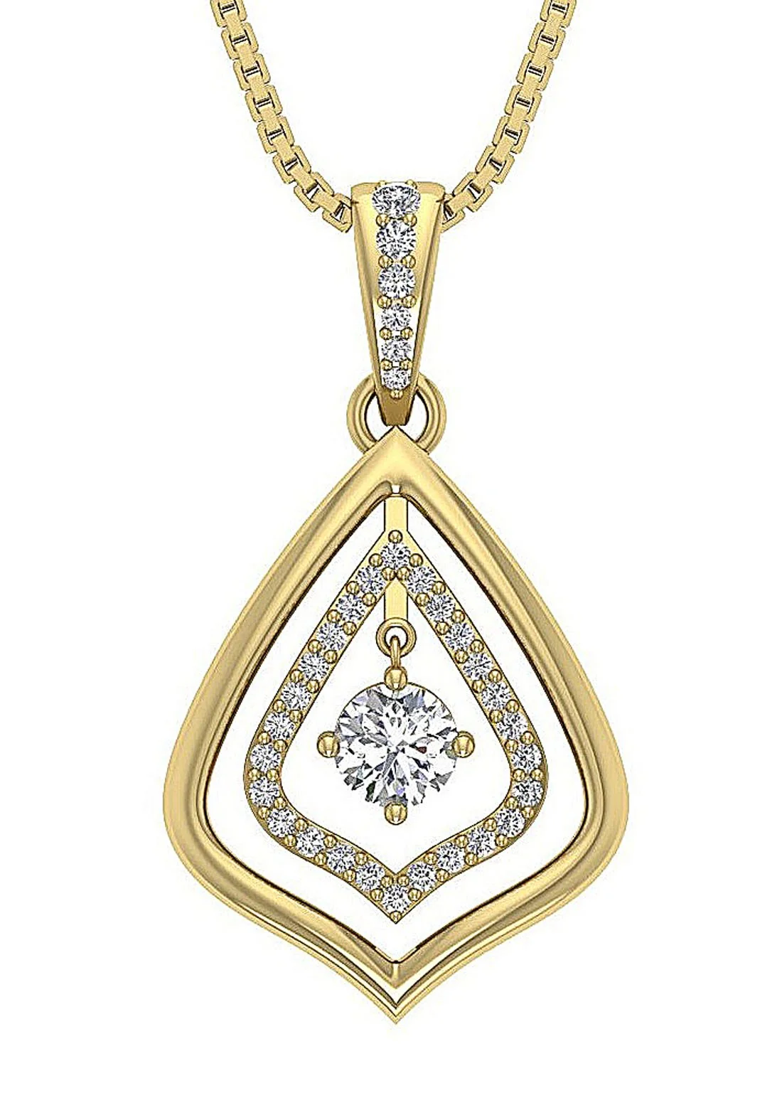 The August Ladies Round Brilliant Cut Diamond Fashion Pendant Necklace 14K Solid Gold