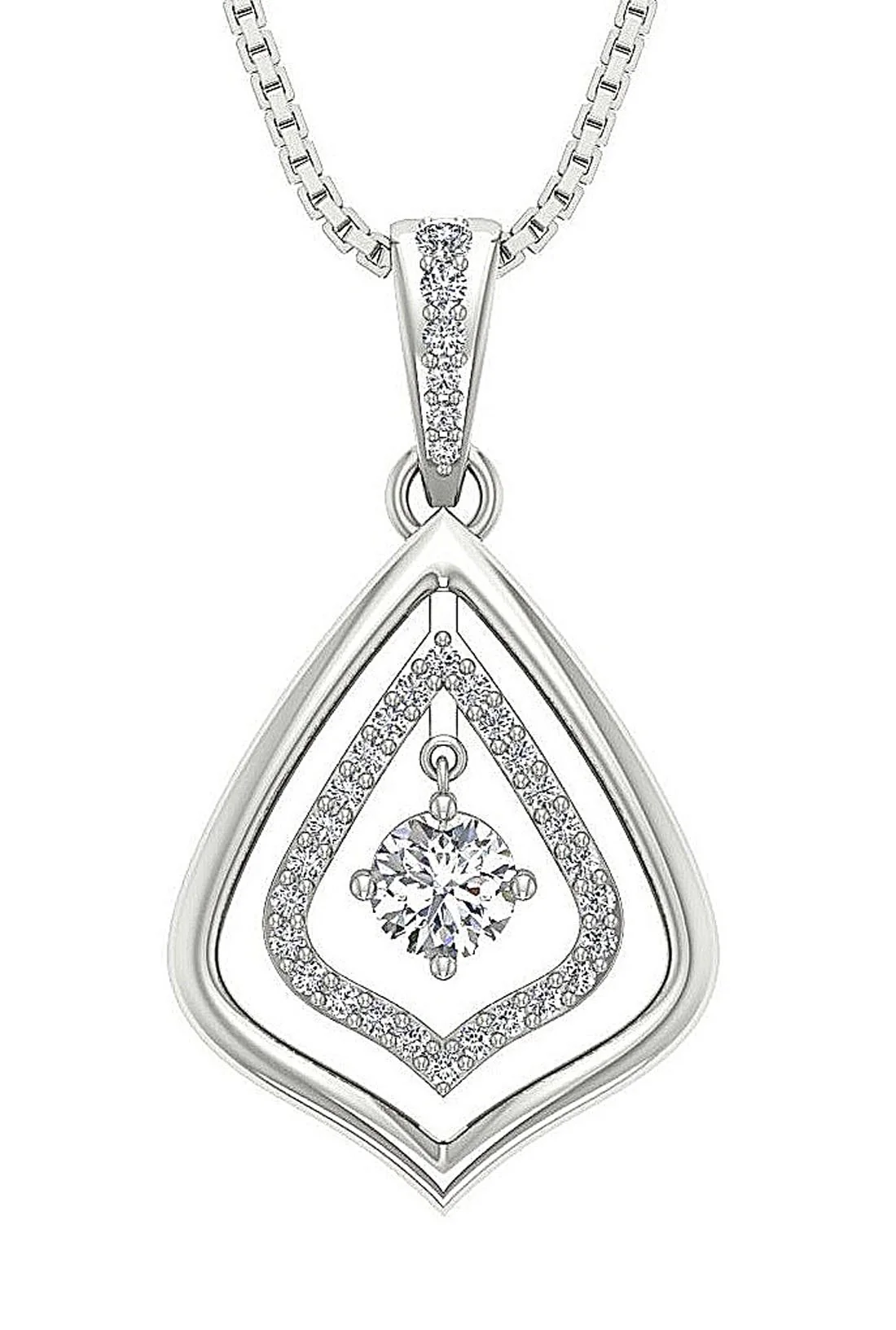 The August Ladies Round Brilliant Cut Diamond Fashion Pendant Necklace 14K Solid Gold - Image 3