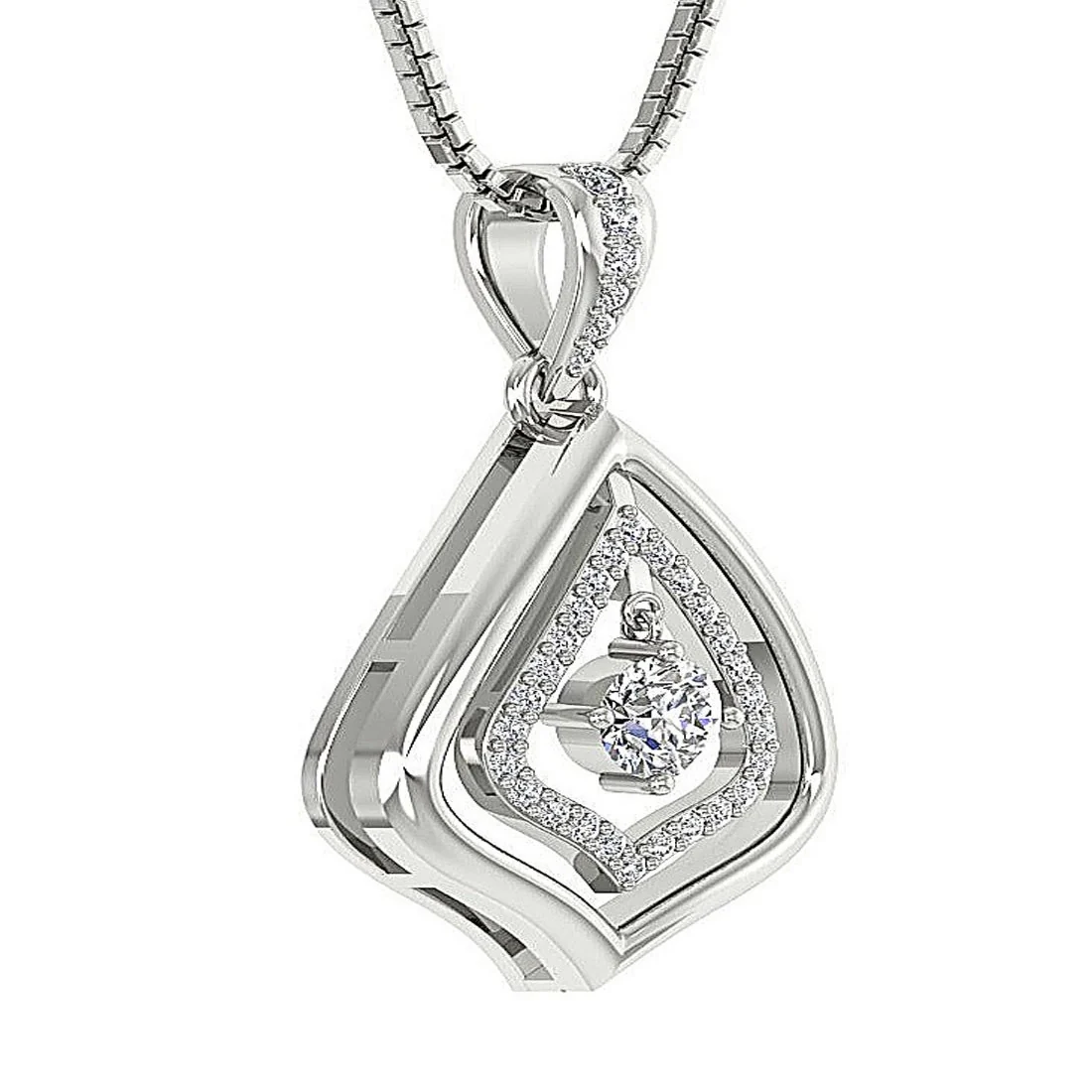 The August Ladies Round Brilliant Cut Diamond Fashion Pendant Necklace 14K Solid Gold - Image 4
