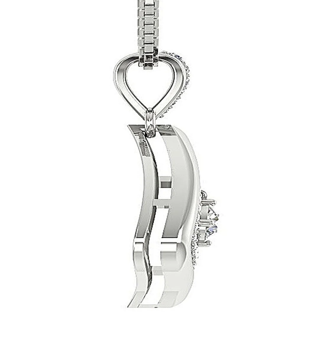 The August Ladies Round Brilliant Cut Diamond Fashion Pendant Necklace 14K Solid Gold - Image 5