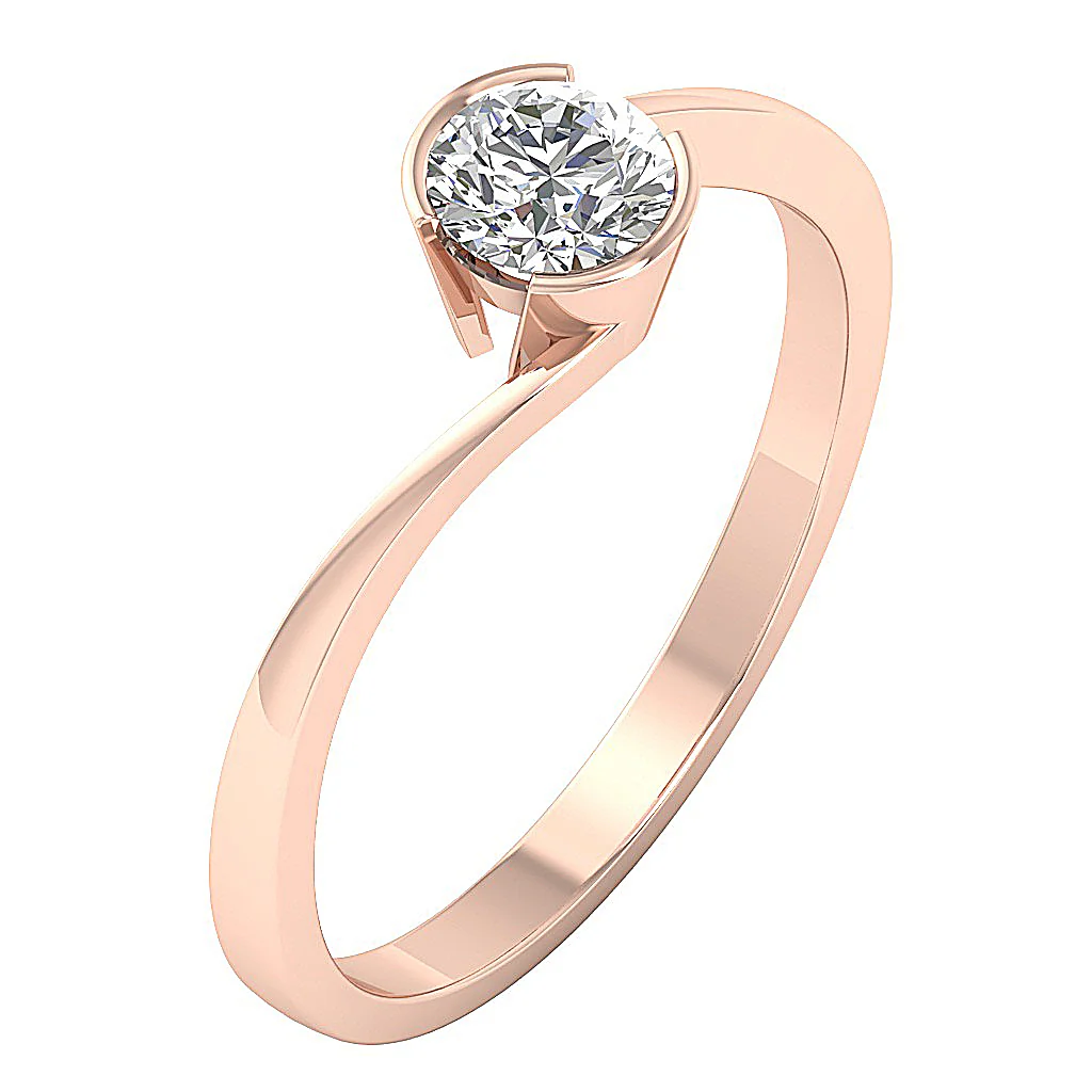 I1/SI1/VS1 0.55Ct Semi Bezel Set Solitaire Natural Diamond Engagement Ring 14K Solid Gold - Image 3