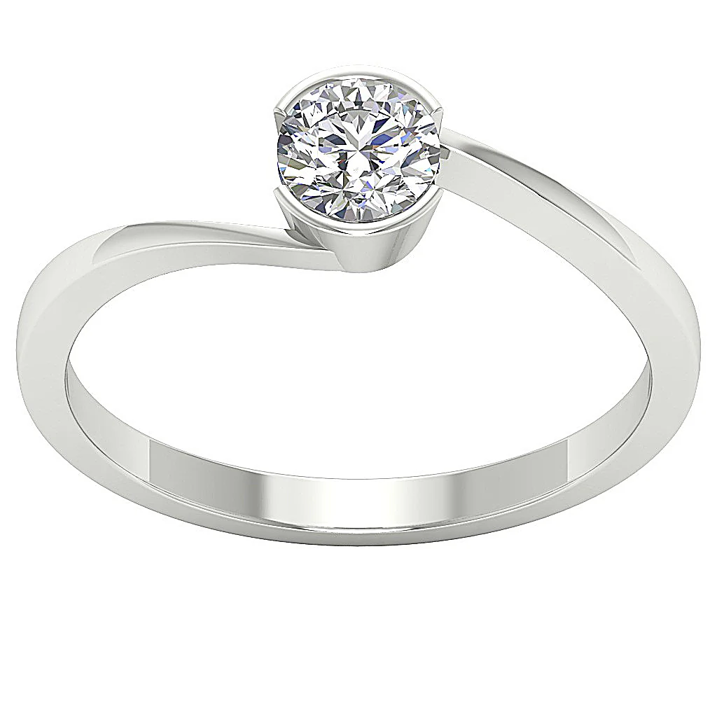 I1/SI1/VS1 0.55Ct Semi Bezel Set Solitaire Natural Diamond Engagement Ring 14K Solid Gold - Image 4