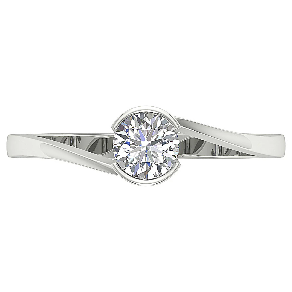 I1/SI1/VS1 0.55Ct Semi Bezel Set Solitaire Natural Diamond Engagement Ring 14K Solid Gold - Image 6