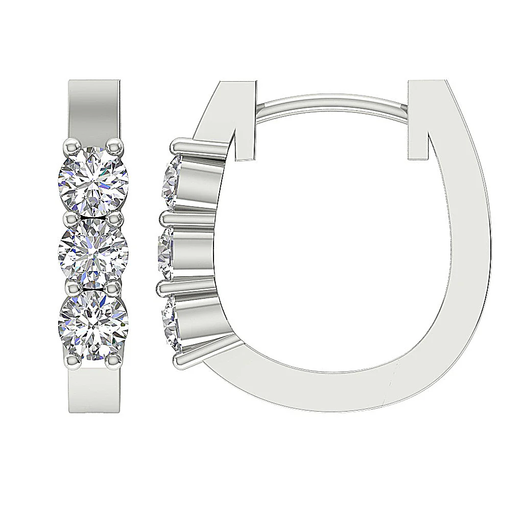 The Austin Natural Round Diamond Small Hoop Earring Prong Set 14K Gold 0.50Inch - Image 10