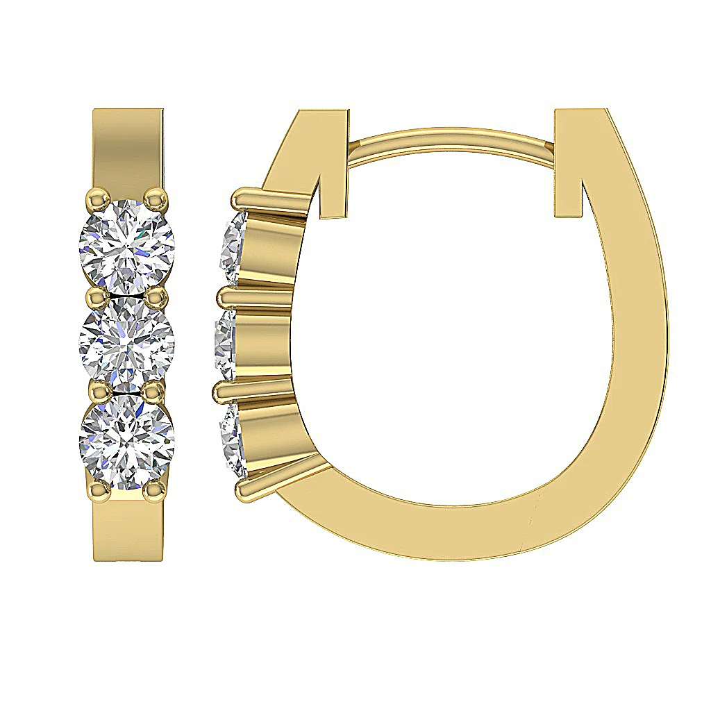 The Austin Natural Round Diamond Small Hoop Earring Prong Set 14K Gold 0.50Inch - Image 11