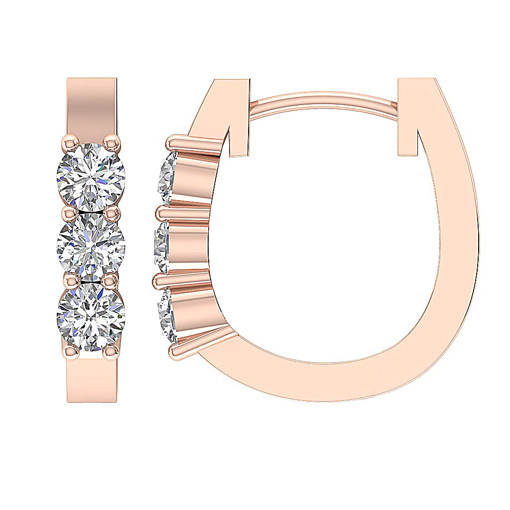 The Austin Natural Round Diamond Small Hoop Earring Prong Set 14K Gold 0.50Inch - Image 12