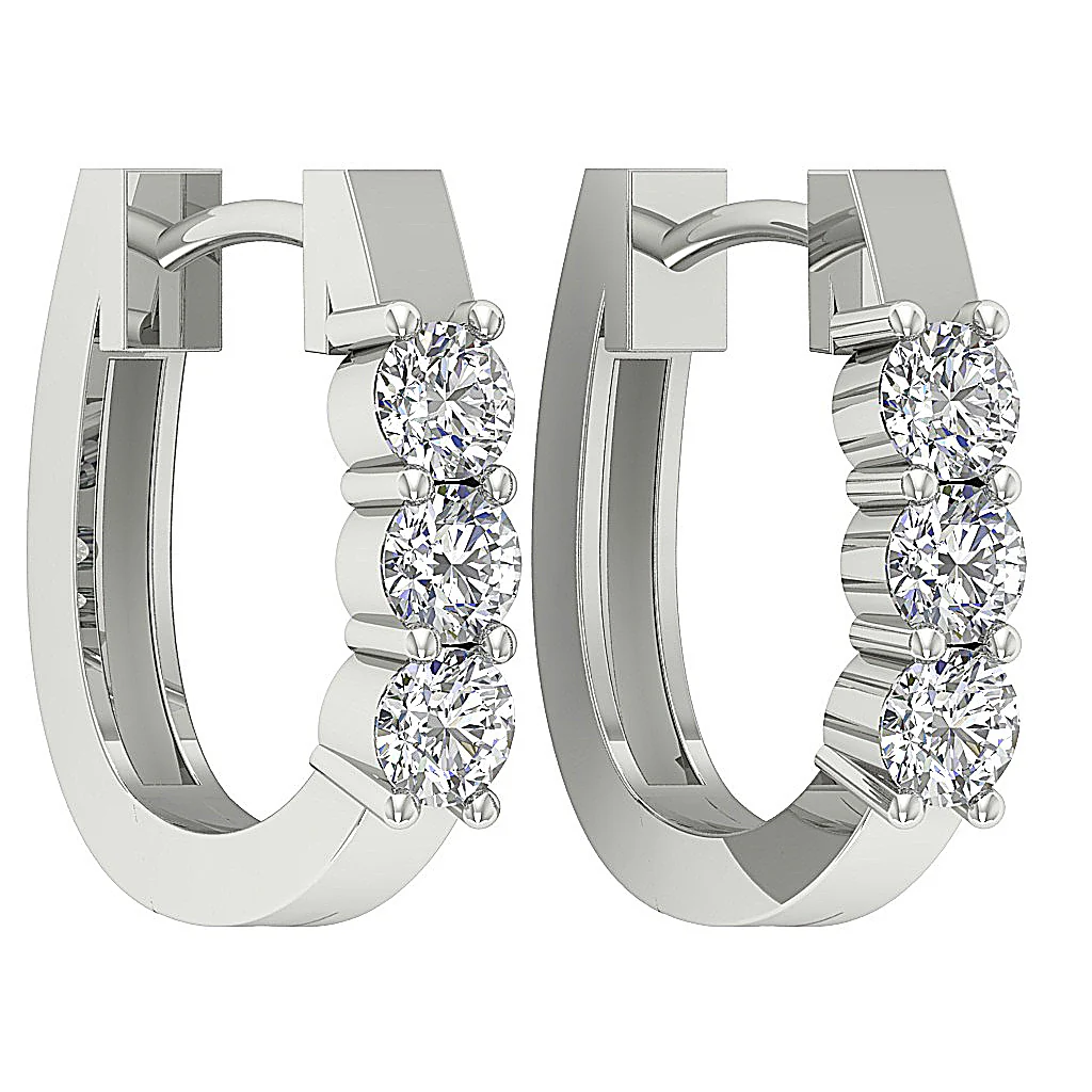 The Austin Natural Round Diamond Small Hoop Earring Prong Set 14K Gold 0.50Inch - Image 13