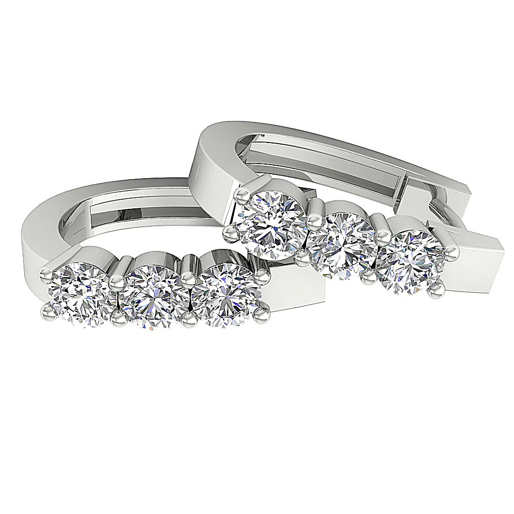 The Austin Natural Round Diamond Small Hoop Earring Prong Set 14K Gold 0.50Inch - Image 14