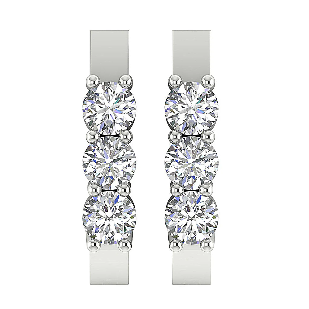 The Austin Natural Round Diamond Small Hoop Earring Prong Set 14K Gold 0.50Inch - Image 4