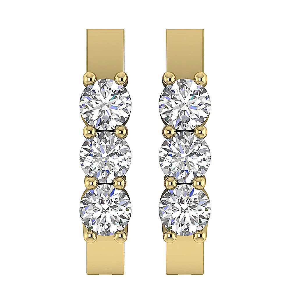 The Austin Natural Round Diamond Small Hoop Earring Prong Set 14K Gold 0.50Inch - Image 5