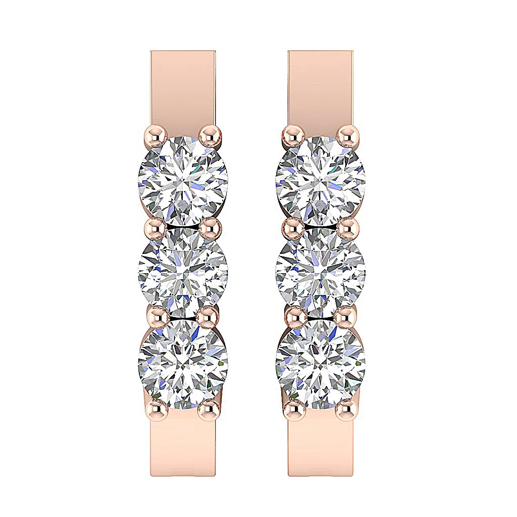 The Austin Natural Round Diamond Small Hoop Earring Prong Set 14K Gold 0.50Inch - Image 6