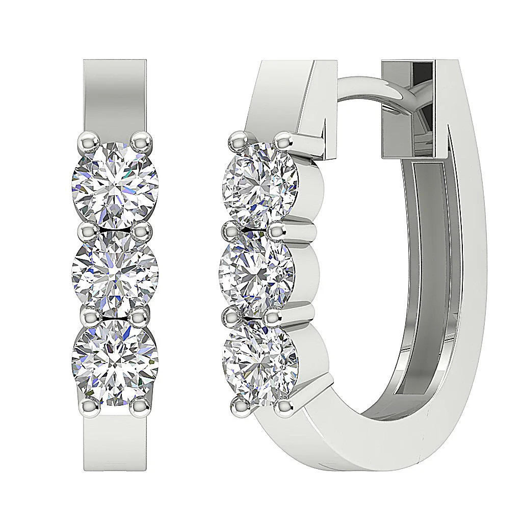 The Austin Natural Round Diamond Small Hoop Earring Prong Set 14K Gold 0.50Inch - Image 7