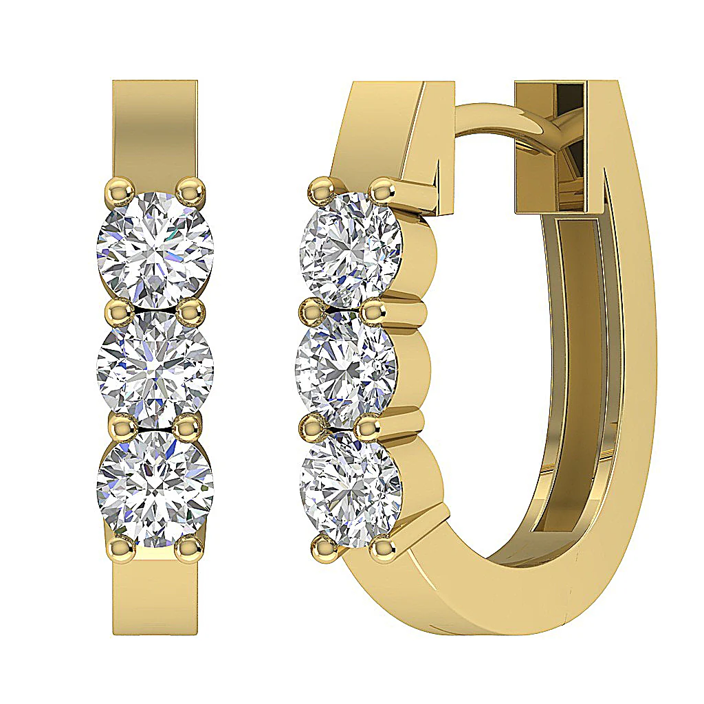 The Austin Natural Round Diamond Small Hoop Earring Prong Set 14K Gold 0.50Inch - Image 8