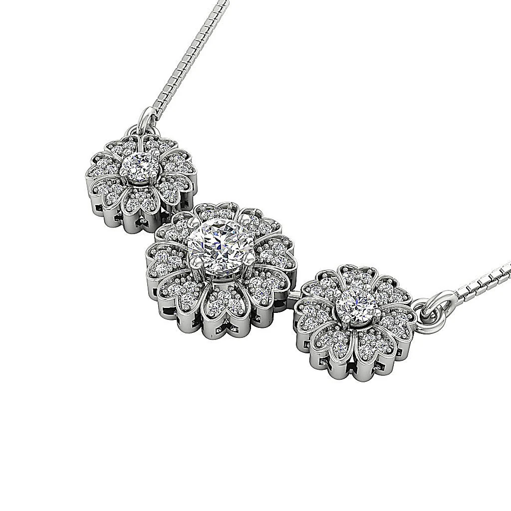 The Austin Natural Diamond Flower Halo Fashion Pendant Prong Set 14K Yellow Gold - Image 4