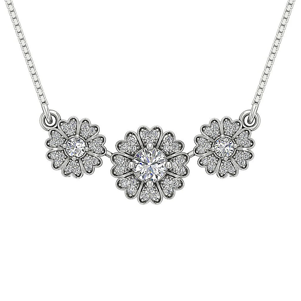 The Austin Natural Diamond Flower Halo Fashion Pendant Prong Set 14K Yellow Gold - Image 5