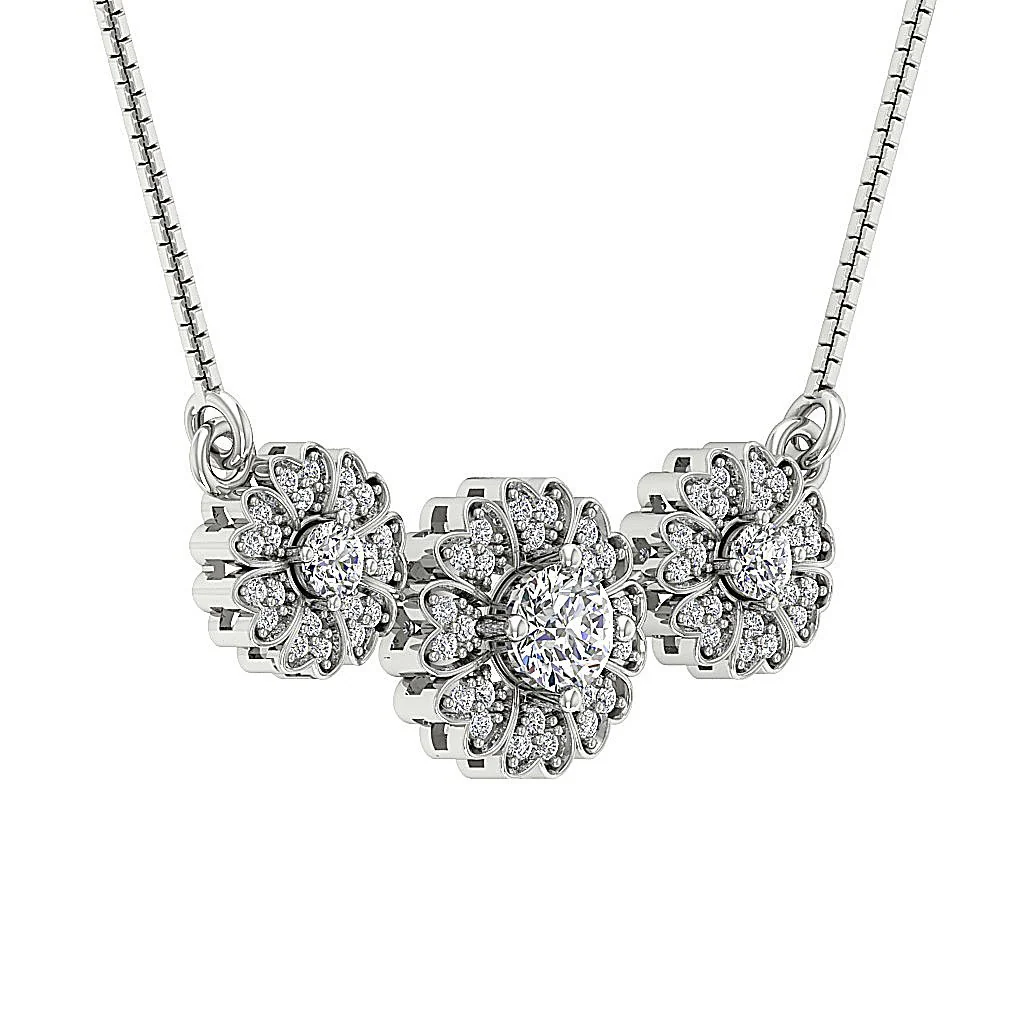 The Austin Natural Diamond Flower Halo Fashion Pendant Prong Set 14K Yellow Gold - Image 6