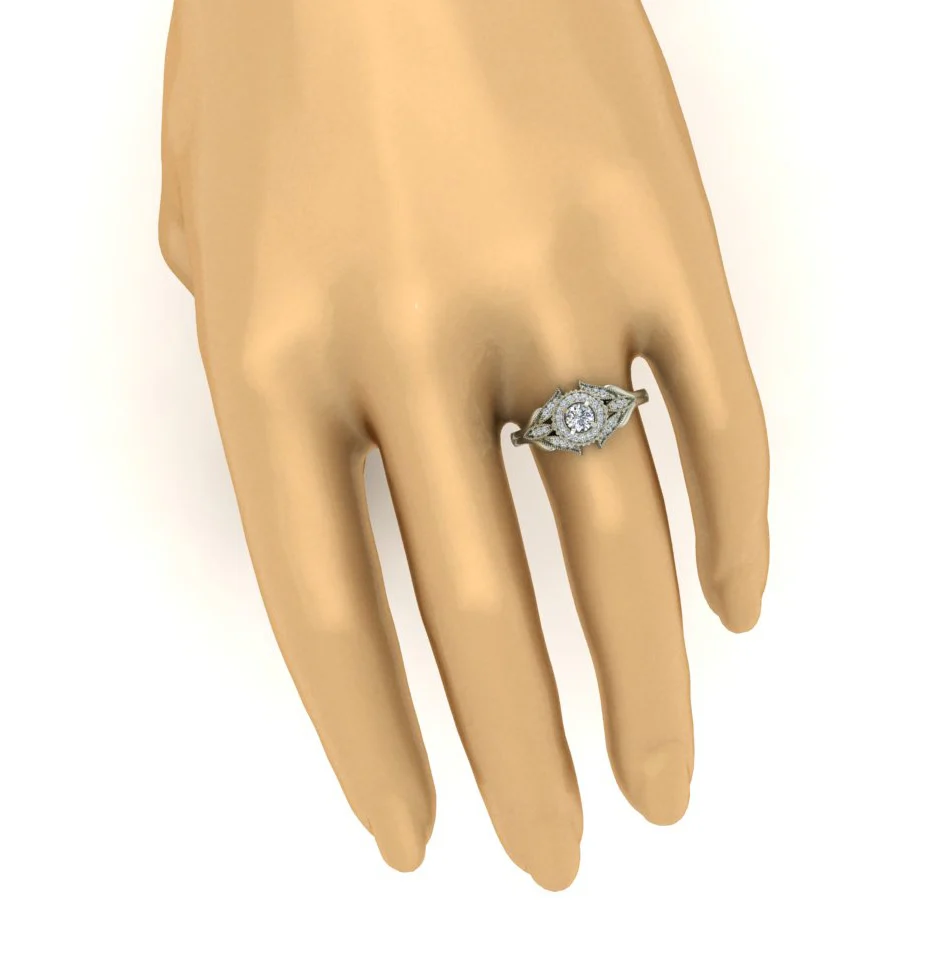 The Ava Queen of Diamonds Yellow Gold Halo Solitaire Engagement Ring For Her - Image 10