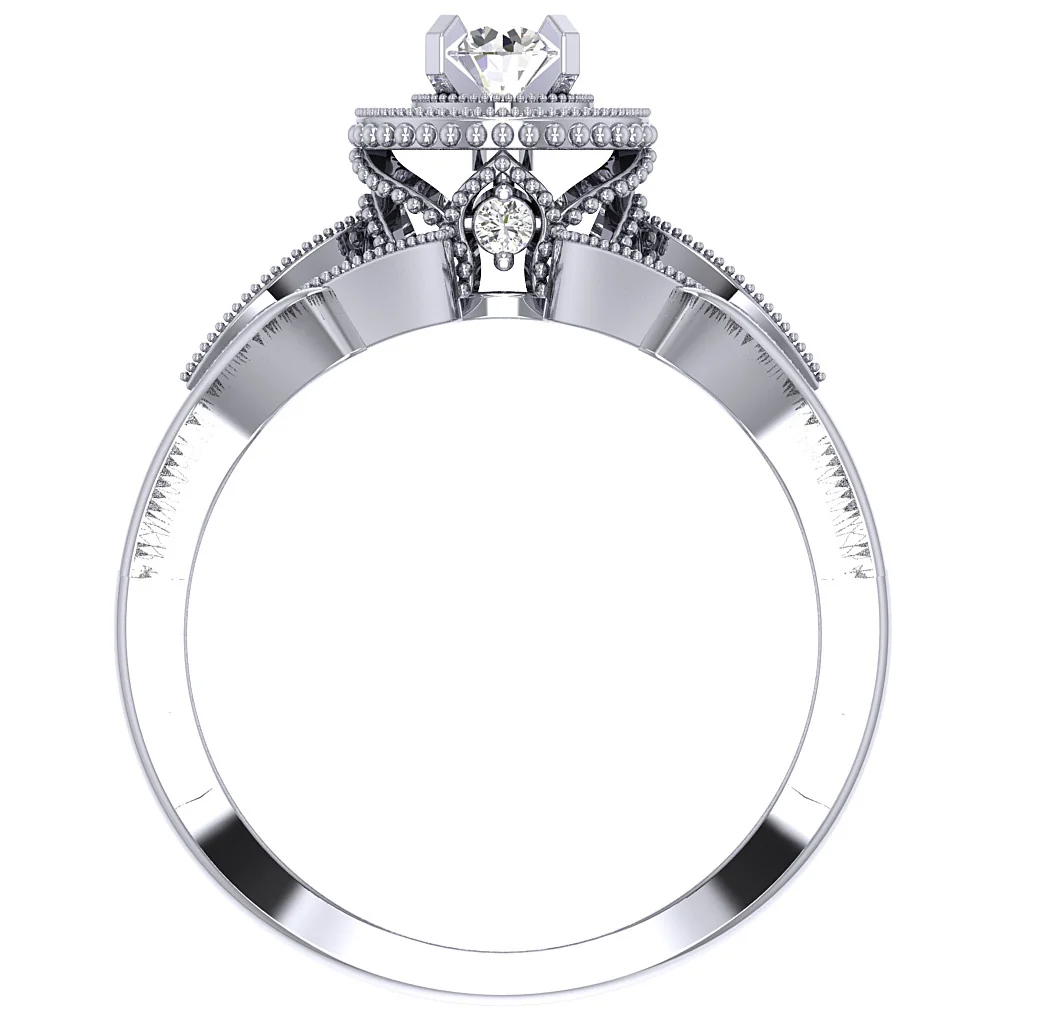 The Ava Queen of Diamonds Yellow Gold Halo Solitaire Engagement Ring For Her - Image 5