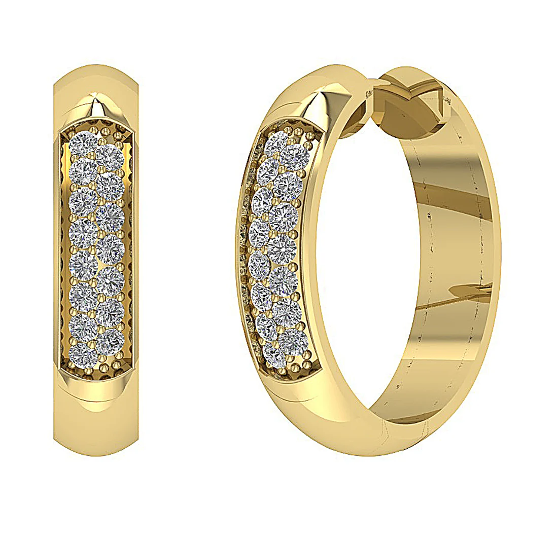 The Avery Prong Set 1.15 Carat Natural Diamond Hoop Earring 14K Yellow Gold
