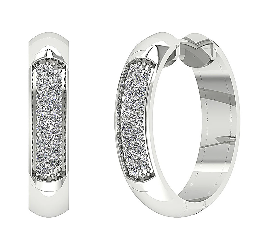 The Avery Prong Set 1.15 Carat Natural Diamond Hoop Earring 14K Yellow Gold - Image 2