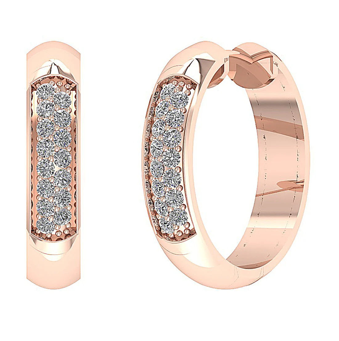 The Avery Prong Set 1.15 Carat Natural Diamond Hoop Earring 14K Yellow Gold - Image 3