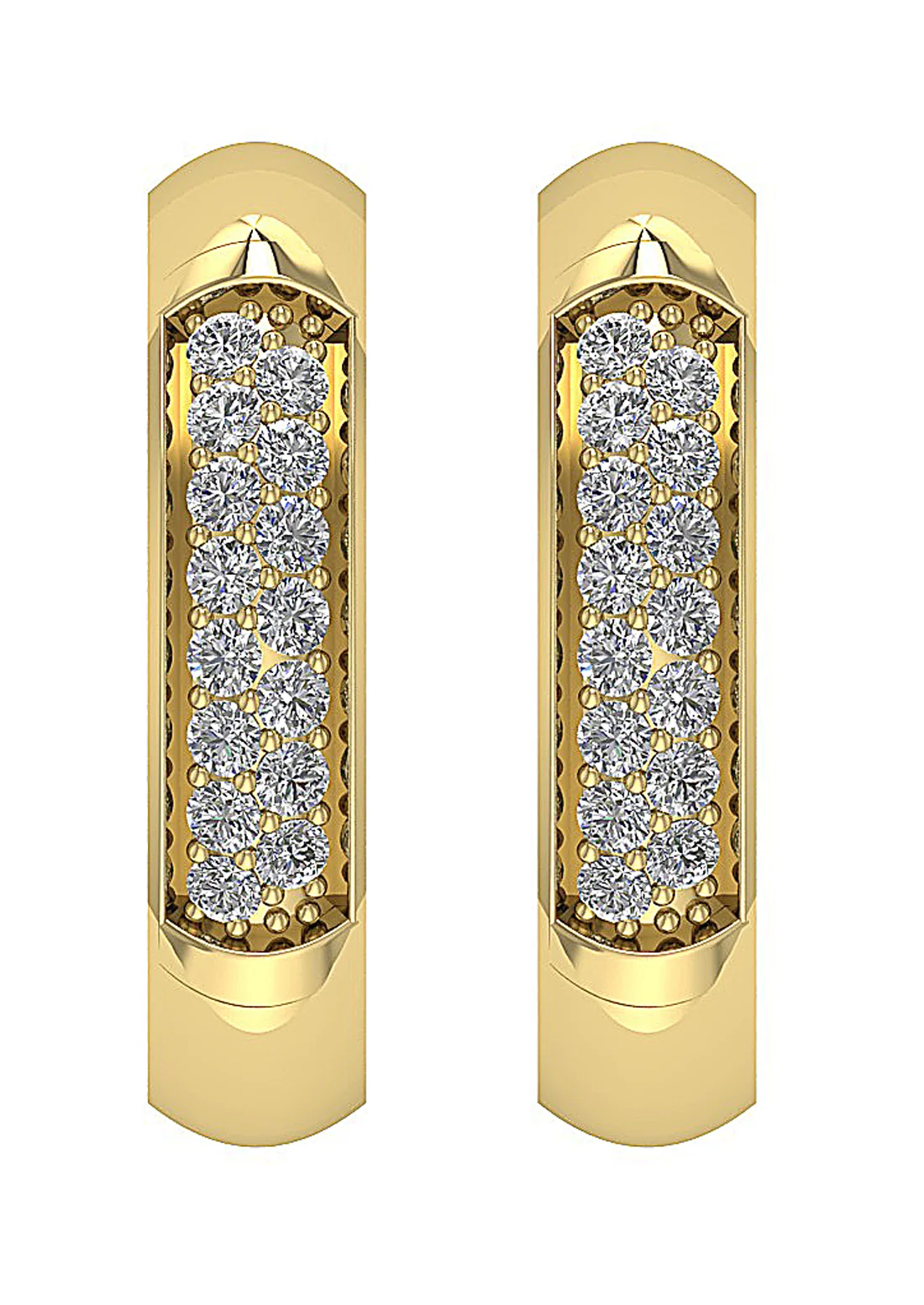The Avery Prong Set 1.15 Carat Natural Diamond Hoop Earring 14K Yellow Gold - Image 4