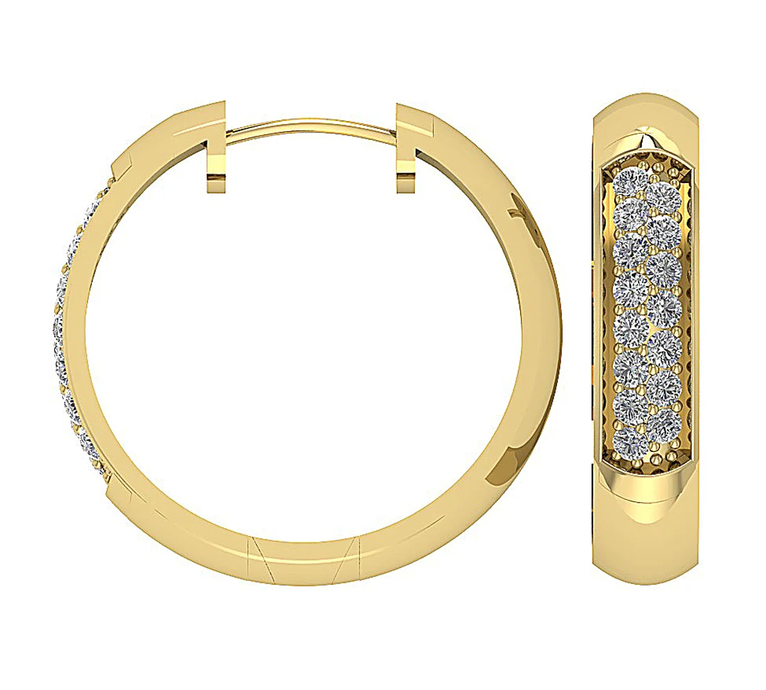 The Avery Prong Set 1.15 Carat Natural Diamond Hoop Earring 14K Yellow Gold - Image 7