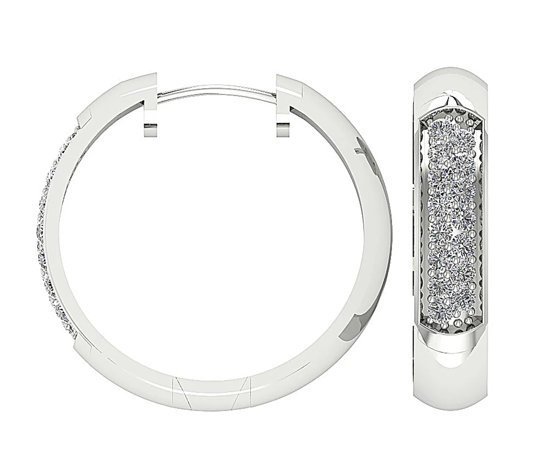 The Avery Prong Set 1.15 Carat Natural Diamond Hoop Earring 14K Yellow Gold - Image 8