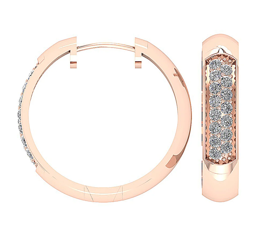 The Avery Prong Set 1.15 Carat Natural Diamond Hoop Earring 14K Yellow Gold - Image 9