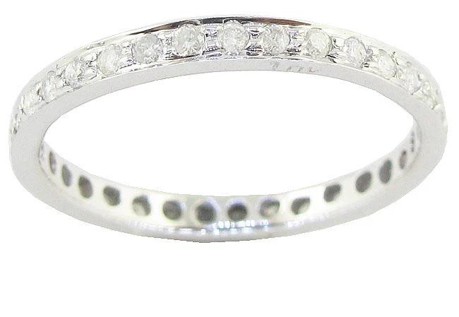 The Avyaan Genuine Diamond Pave Set Eternity Anniversary Ring 14K White Gold