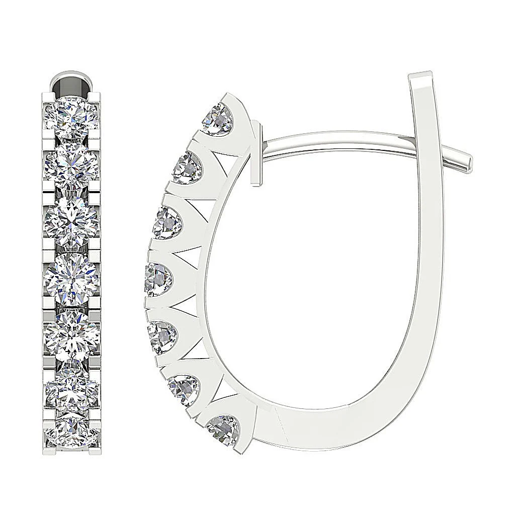 The Ayden Round Brilliant Cut Diamond Hoop Earring Prong Set 14K Yellow Gold - Image 3