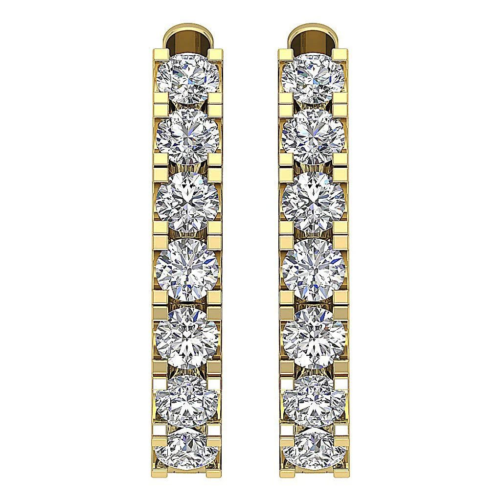 The Ayden Round Brilliant Cut Diamond Hoop Earring Prong Set 14K Yellow Gold - Image 4