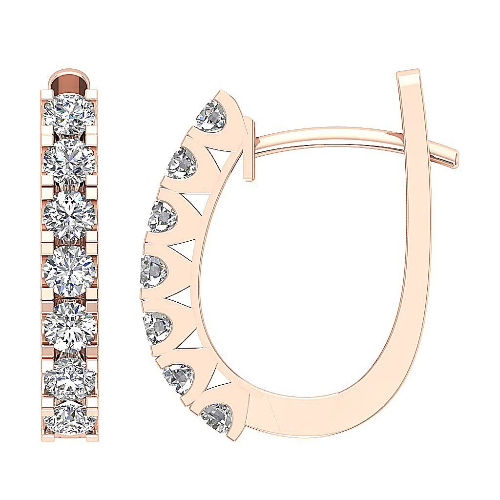 The Ayden Round Brilliant Cut Diamond Hoop Earring Prong Set 14K Yellow Gold - Image 5